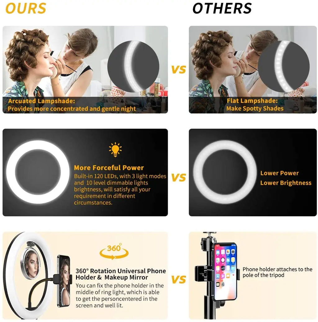 16/26/33cm LED Selfie Ring Light Dimmable LED Lamp Photography Ringlight For Phone Video Live Fill Lamp Photo Studio Ring Light