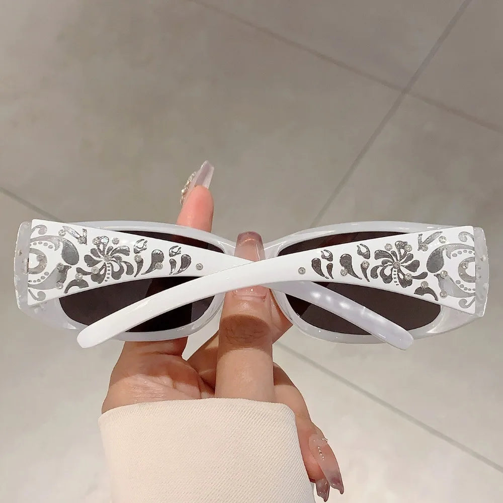 Fashion PC Rhinestones Sunglasses Y2K Korean Styles Cat Eye Sun Glasses UV400 Sport Sunglasses Shades Eyewear Daily