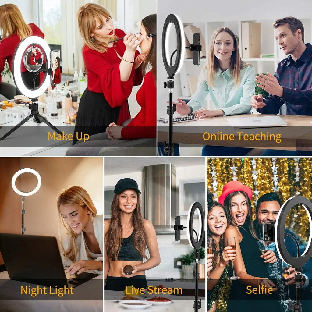 16/26/33cm LED Selfie Ring Light Dimmable LED Lamp Photography Ringlight For Phone Video Live Fill Lamp Photo Studio Ring Light