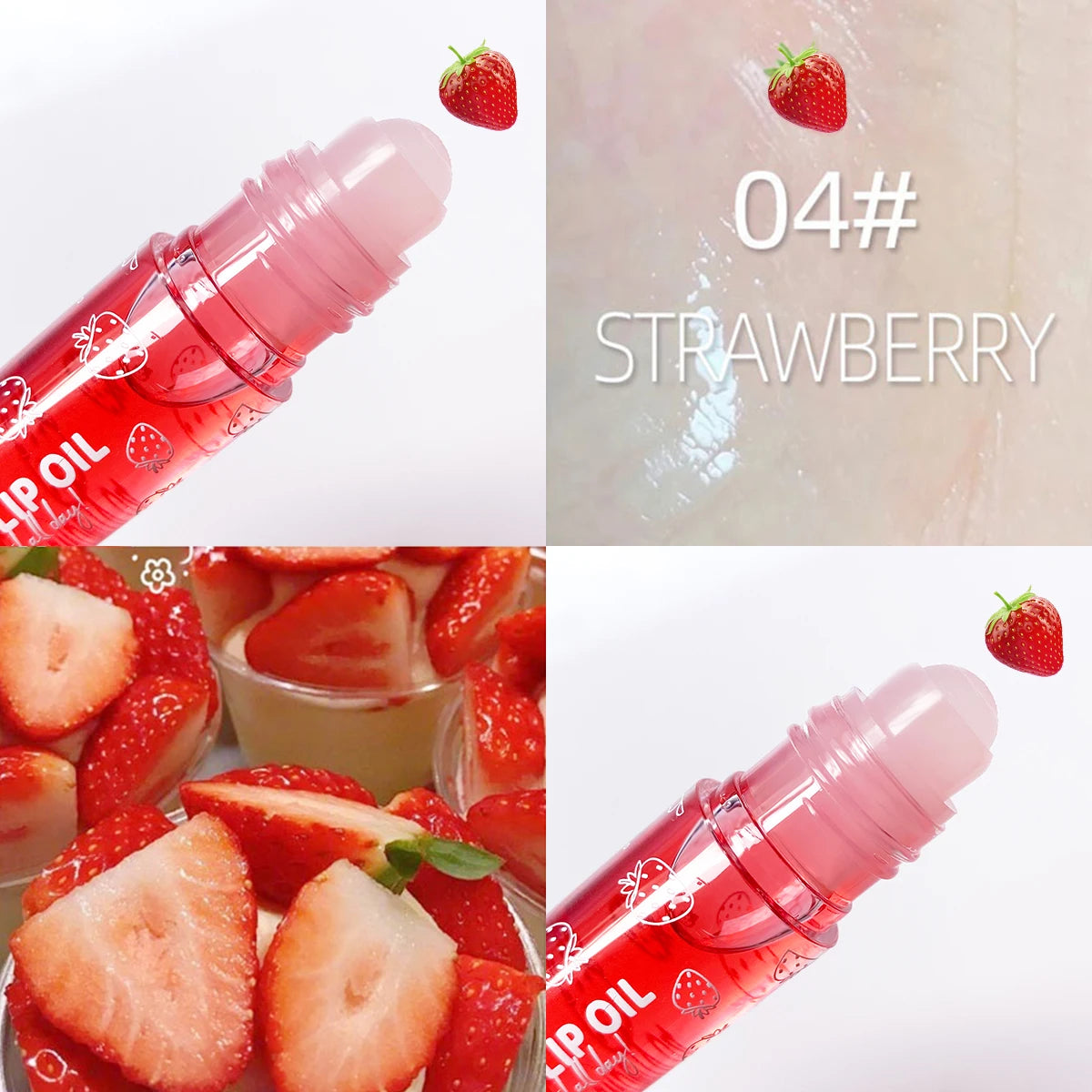 Hydrating Fruit-Infused Lip Gloss - Transparent, Moisturizing Roll-On Balm for Long-Lasting Shine & Natural Look