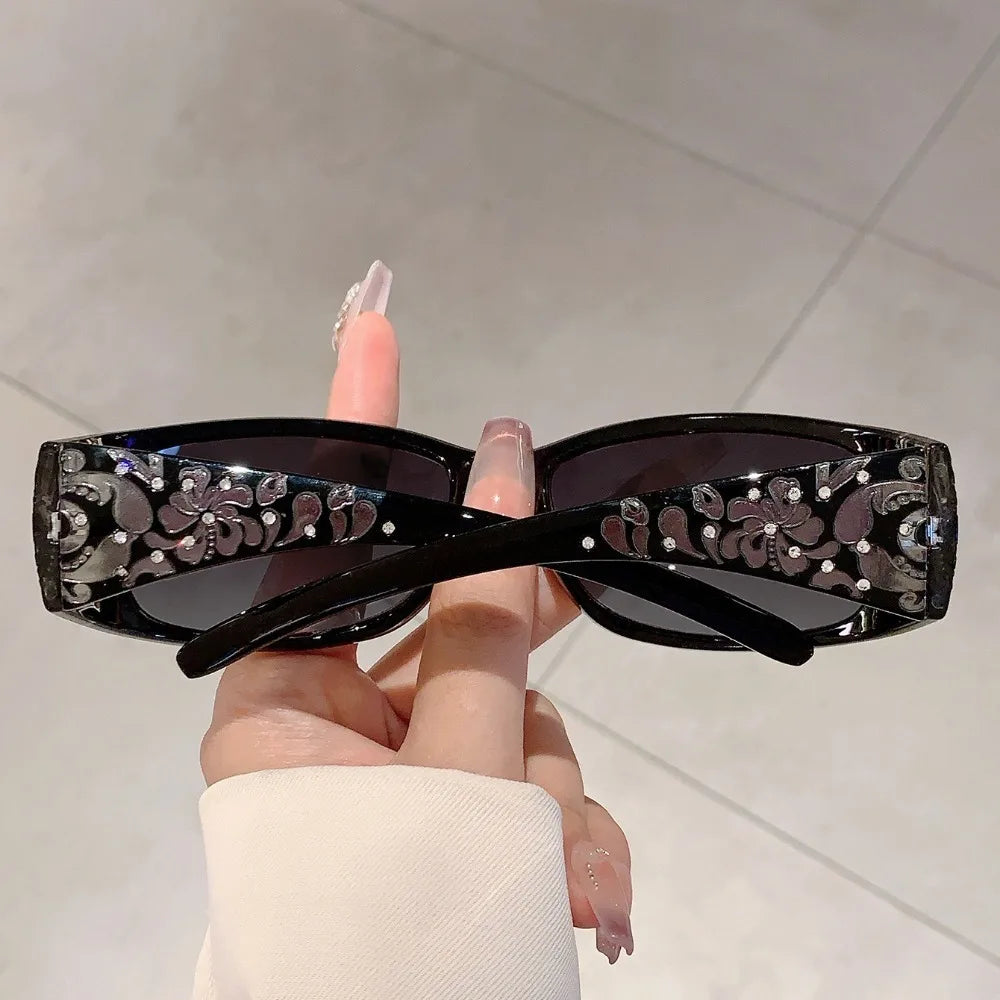 Fashion PC Rhinestones Sunglasses Y2K Korean Styles Cat Eye Sun Glasses UV400 Sport Sunglasses Shades Eyewear Daily