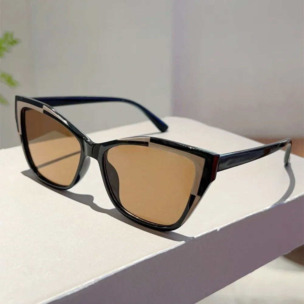 Y2k Cat Eye Sunglasses Steampunk Contrast Color UV Protection Sunglasses Square Frame Classic Fashion Sunglasses Travel