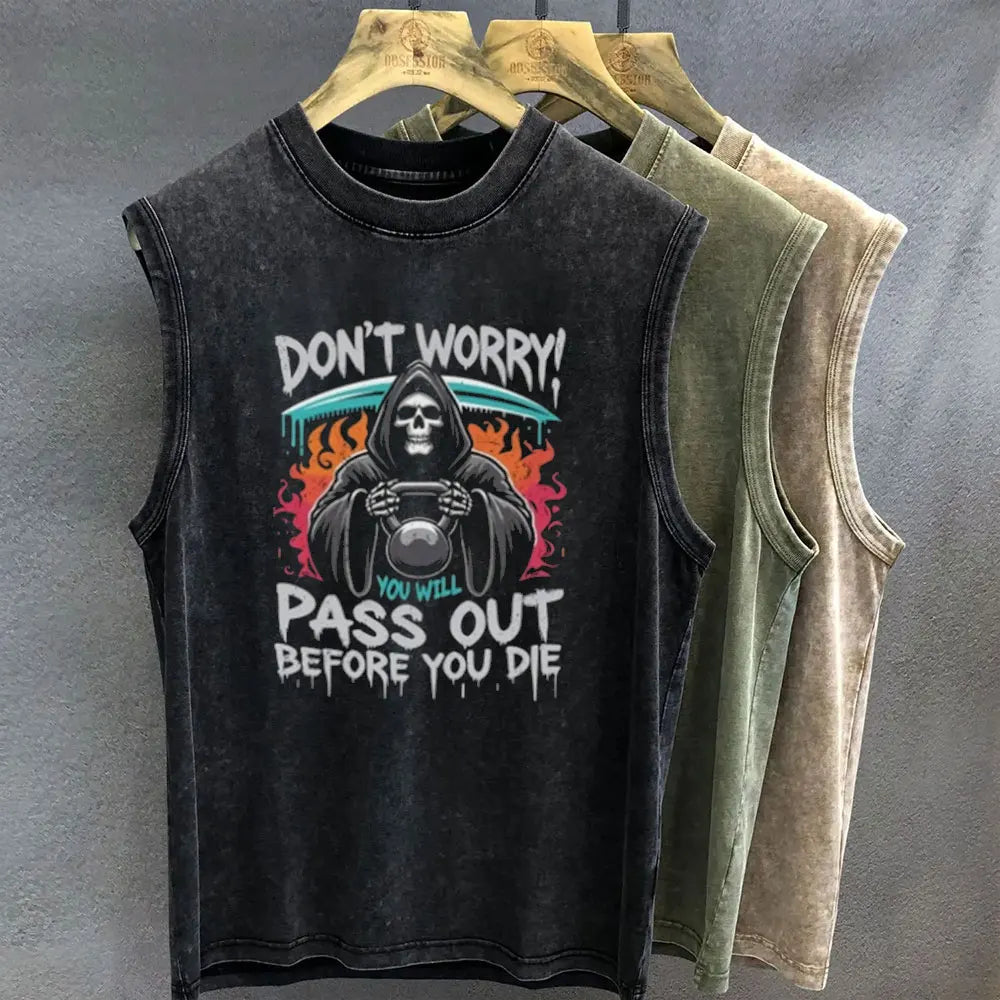 Oversized T Shirt for Men Vintage Washed Muscle Duck Cartoon Graphic Print Tank Top Sleeveless Vest Woman Gym Y2k Clothes Summer