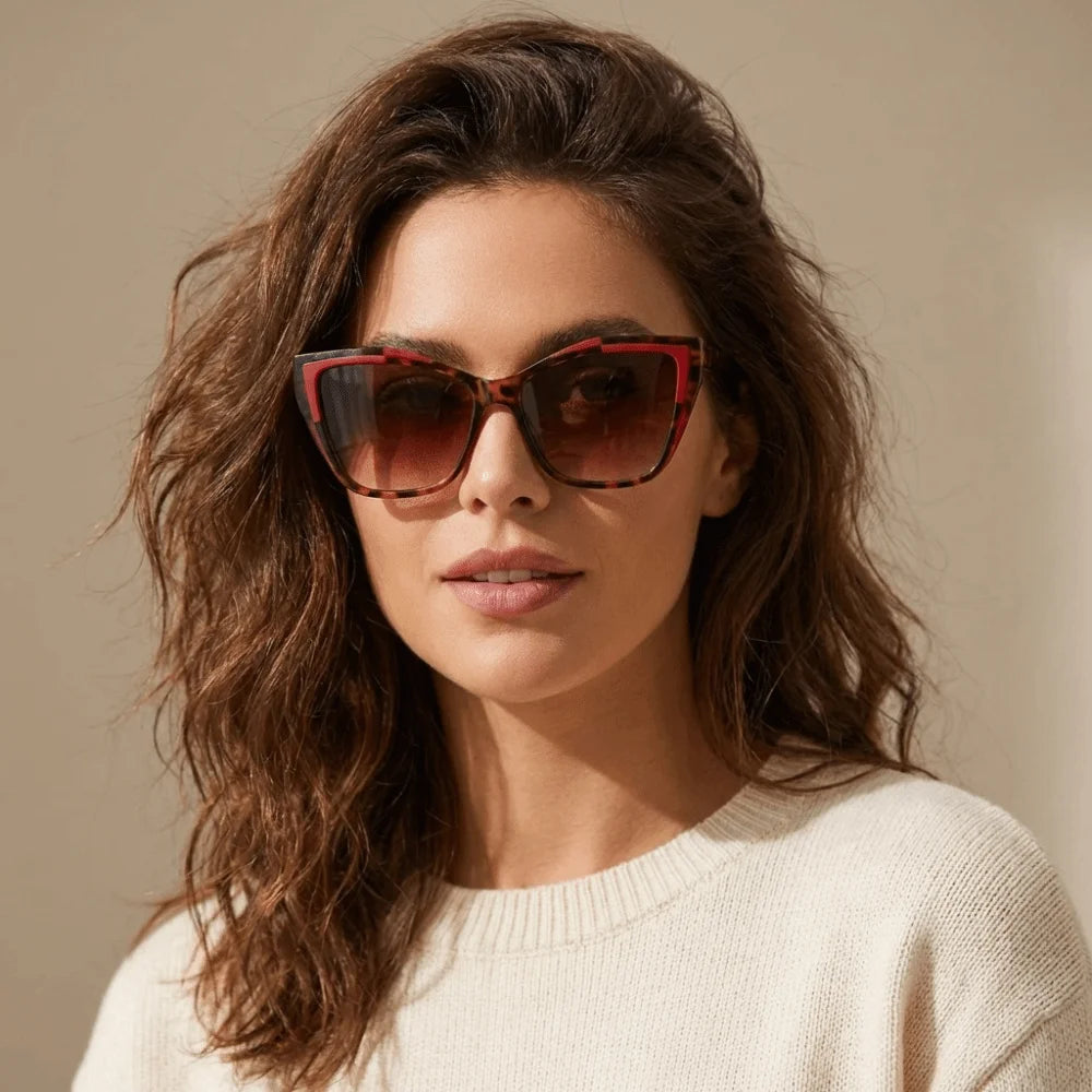 Y2k Cat Eye Sunglasses Steampunk Contrast Color UV Protection Sunglasses Square Frame Classic Fashion Sunglasses Travel