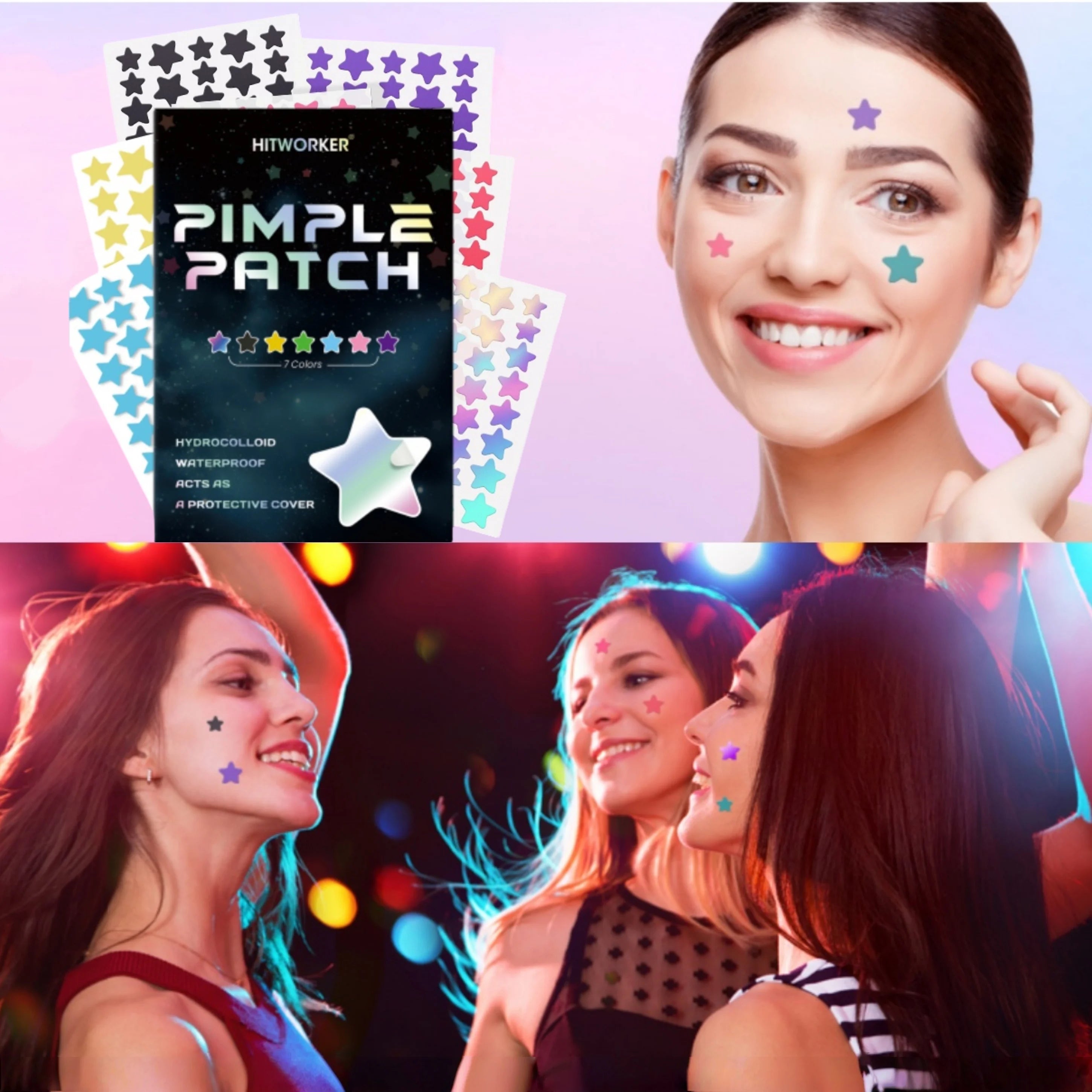 1680 Acne Patches - Gentle and non-irritating, covers acne and blemishes - 280 Star Shape Multi-Color Concealer Patches Daily fa