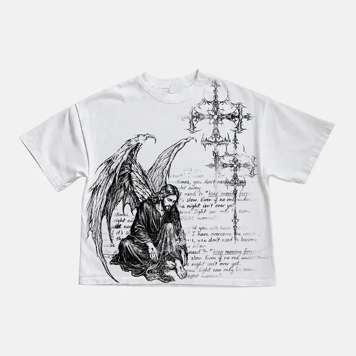 Graphic T-shirt Men Women Vintage Top Hip Hop Streetwear Oversized Tshirt Short Sleeve Casual Clothing Summer Fashion Trendy Tee