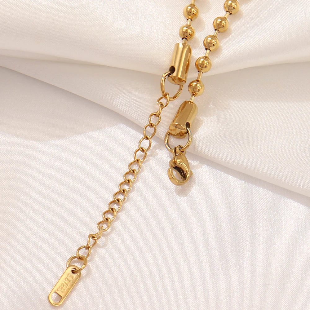 Stainless Steel Necklace For Women Men Gold Color Round Ball Chain Beads Chain Necklaces Choker Jewelry Wholesale