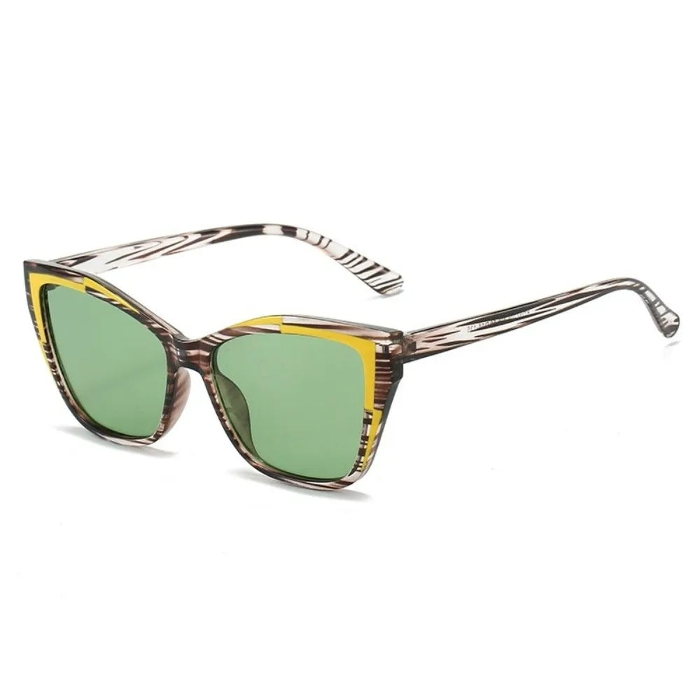 Y2k Cat Eye Sunglasses Steampunk Contrast Color UV Protection Sunglasses Square Frame Classic Fashion Sunglasses Travel