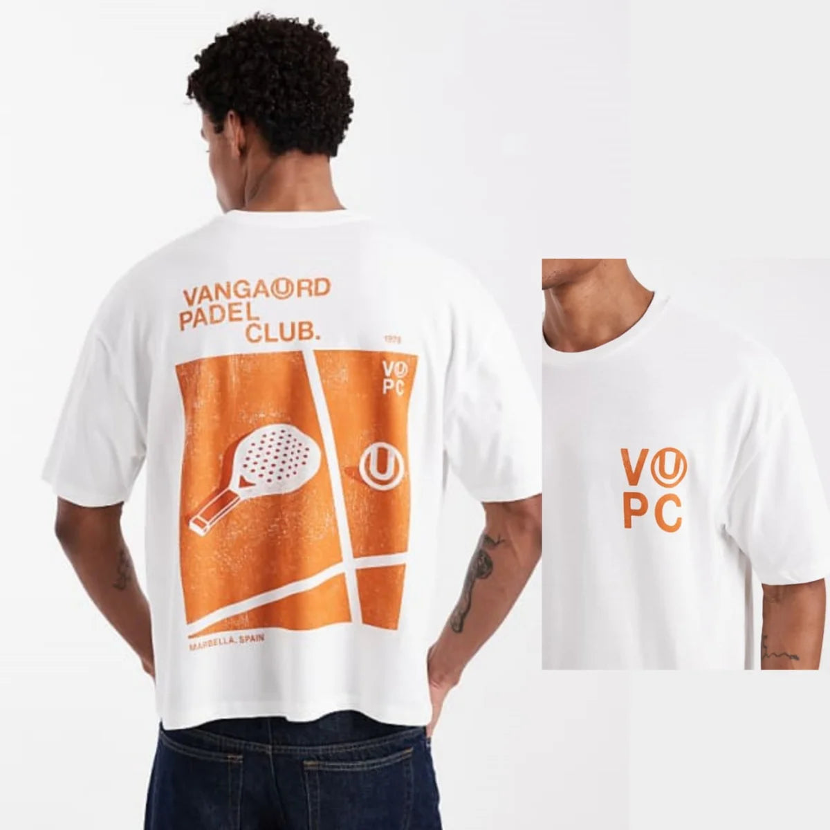 Oversized T-shirt with Padel Graphic in White High-end Luxury Unisex Style Both of Men and Women