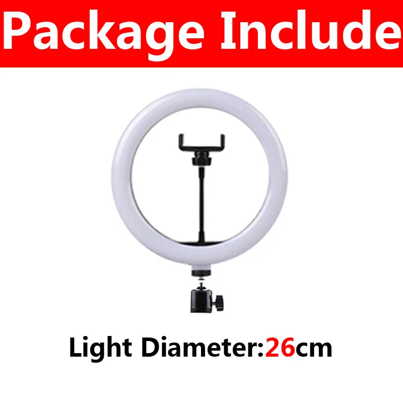 16/26/33cm LED Selfie Ring Light Dimmable LED Lamp Photography Ringlight For Phone Video Live Fill Lamp Photo Studio Ring Light