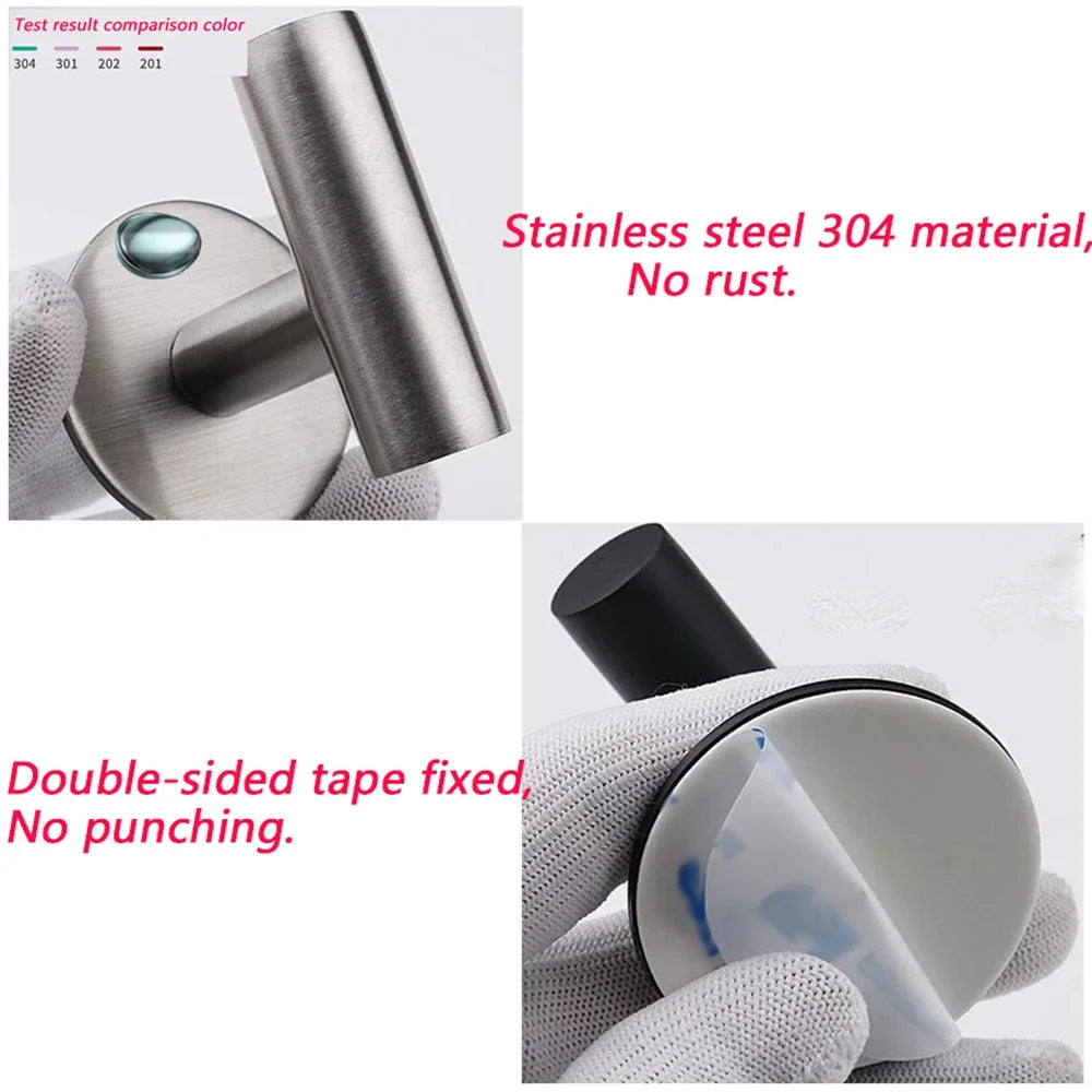 Barrier Sticker 1/2PCS Adhesive Wall Hook Stainless Steel Robe Sticker Hooks Towel Coa ...