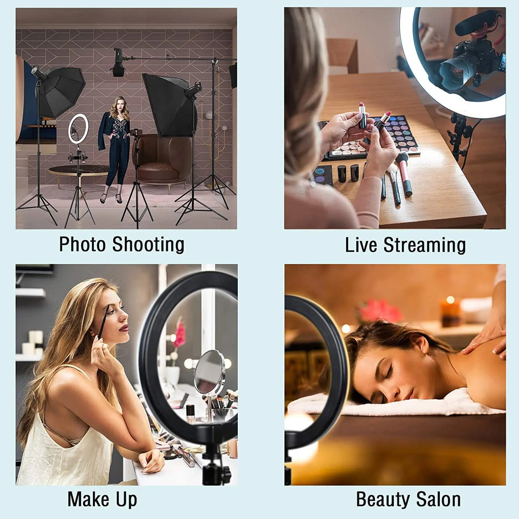 16/26/33cm LED Selfie Ring Light Dimmable LED Lamp Photography Ringlight For Phone Video Live Fill Lamp Photo Studio Ring Light