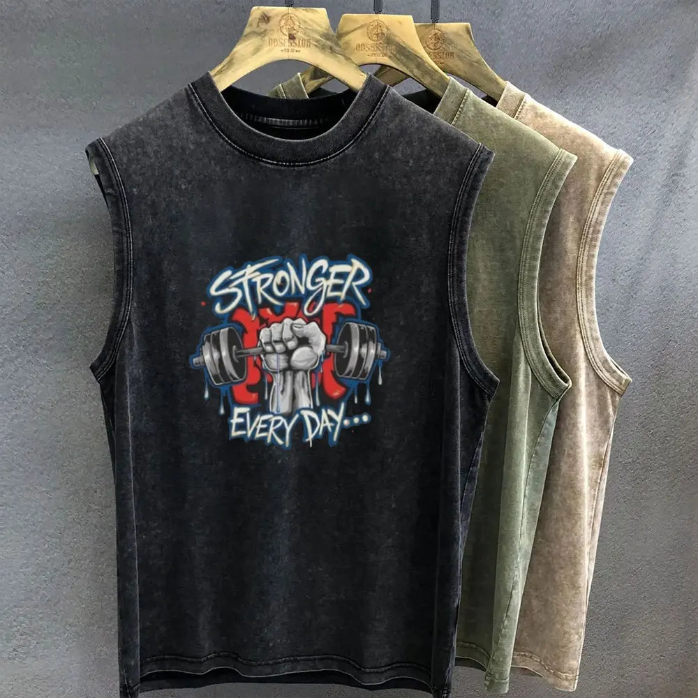 Oversized T Shirt for Men Vintage Washed Muscle Duck Cartoon Graphic Print Tank Top Sleeveless Vest Woman Gym Y2k Clothes Summer