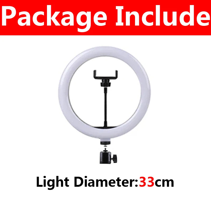 16/26/33cm LED Selfie Ring Light Dimmable LED Lamp Photography Ringlight For Phone Video Live Fill Lamp Photo Studio Ring Light