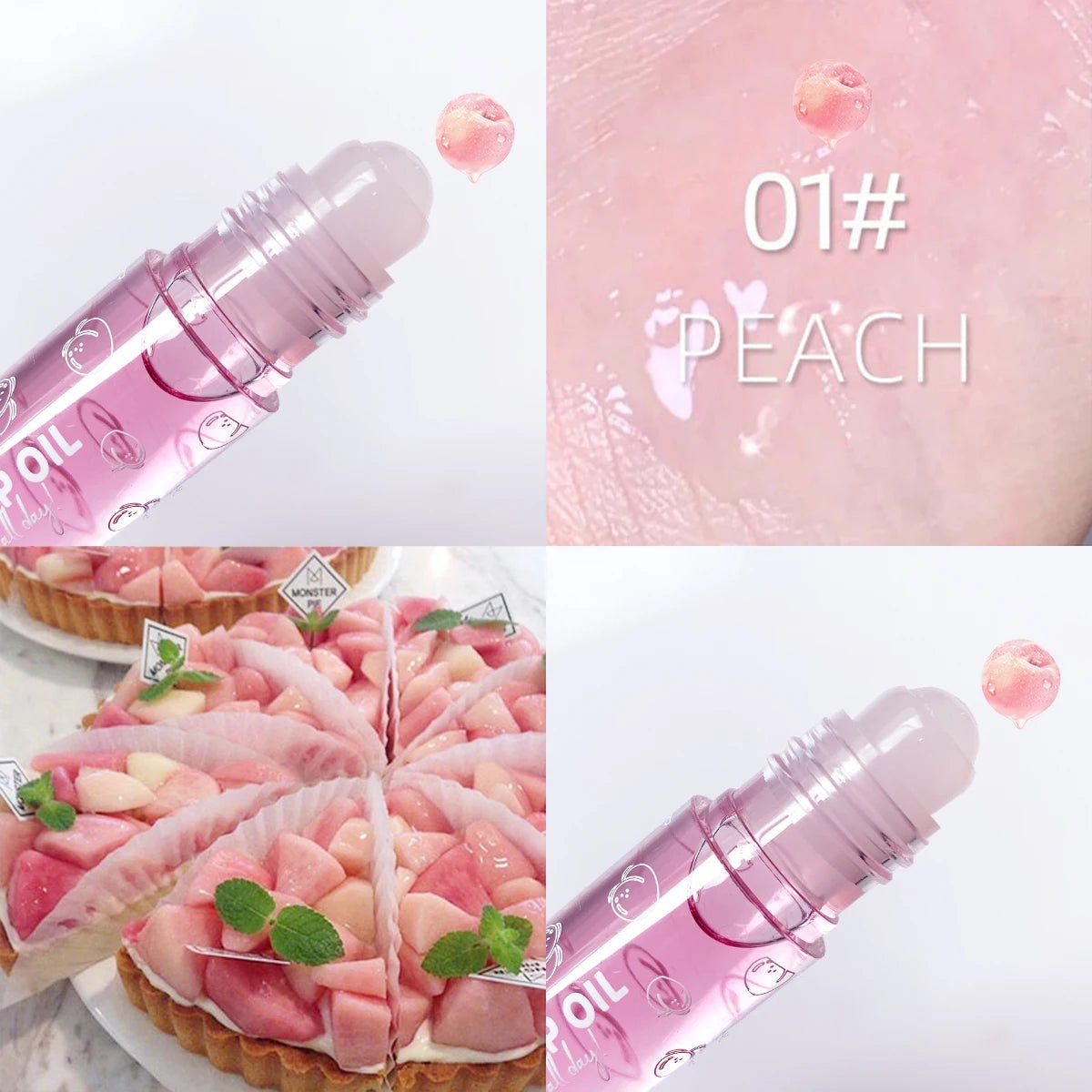 Hydrating Fruit-Infused Lip Gloss - Transparent, Moisturizing Roll-On Balm for Long-Lasting Shine & Natural Look