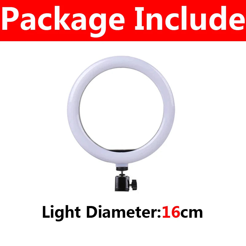 16/26/33cm LED Selfie Ring Light Dimmable LED Lamp Photography Ringlight For Phone Video Live Fill Lamp Photo Studio Ring Light