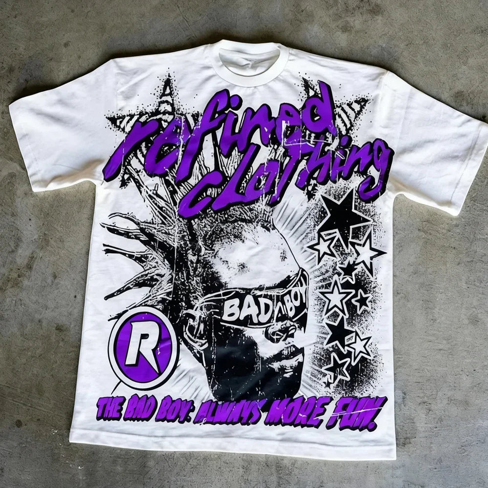 Vintage Graphic Harajuku T-shirt Casual Summer Short Sleeve Men Women Y2K Hip Hop Tshirt Oversized Cotton Tee Tops Streetwear