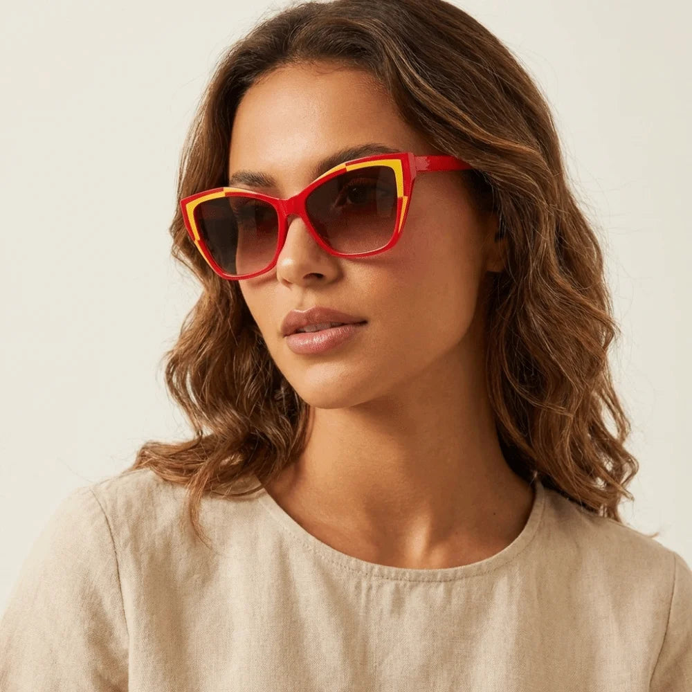 Y2k Cat Eye Sunglasses Steampunk Contrast Color UV Protection Sunglasses Square Frame Classic Fashion Sunglasses Travel