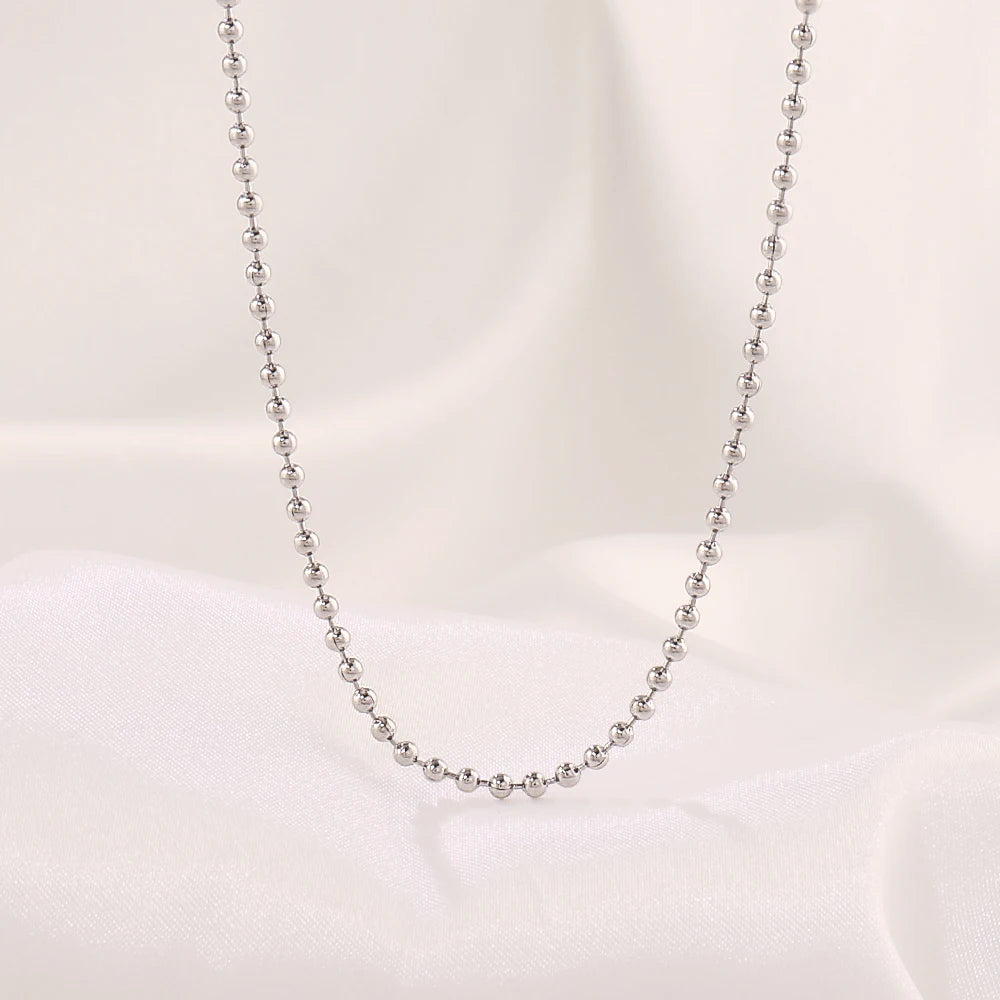 Stainless Steel Necklace For Women Men Gold Color Round Ball Chain Beads Chain Necklaces Choker Jewelry Wholesale
