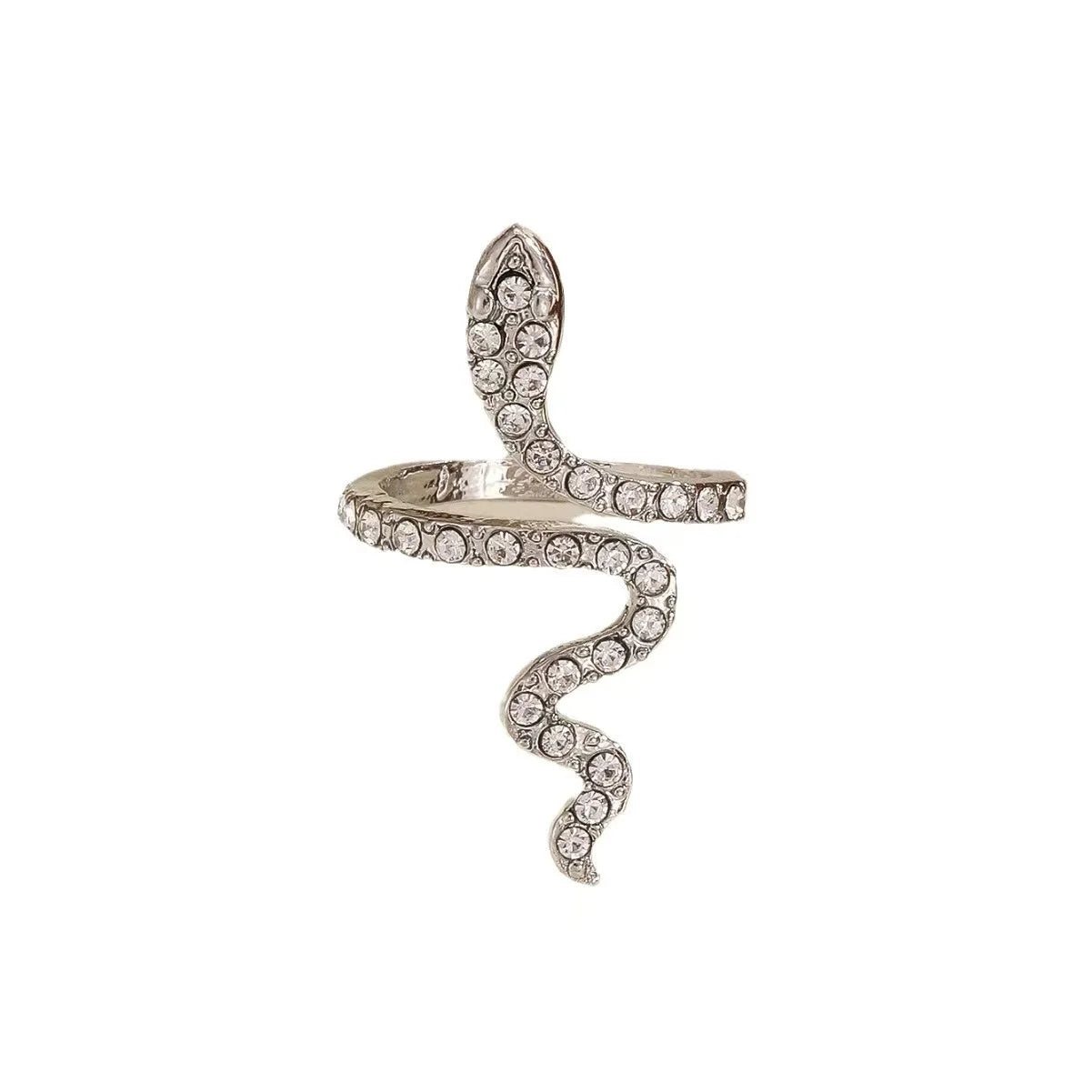 1PCS Fashion Classic Serpentine Micro Inlaid Zircon Women's Adjustable Women's Ring, Fashionable Aesthetic Design Women's Daily