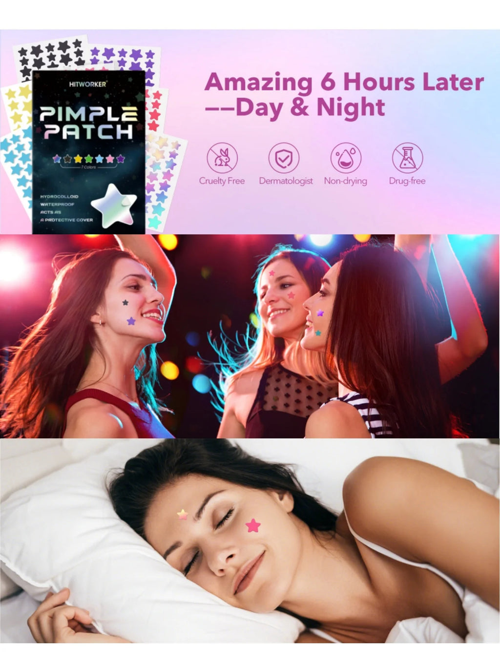 1680 Acne Patches - Gentle and non-irritating, covers acne and blemishes - 280 Star Shape Multi-Color Concealer Patches Daily fa