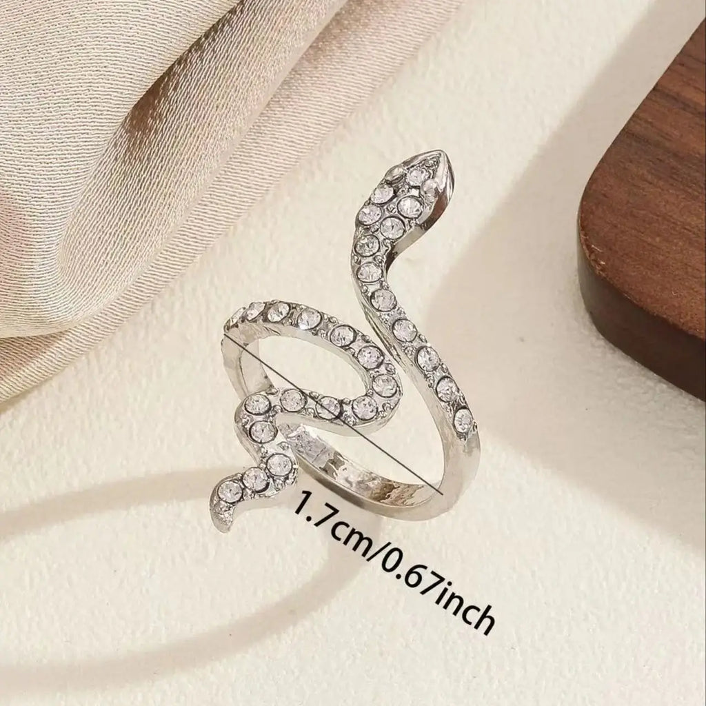 1PCS Fashion Classic Serpentine Micro Inlaid Zircon Women's Adjustable Women's Ring, Fashionable Aesthetic Design Women's Daily
