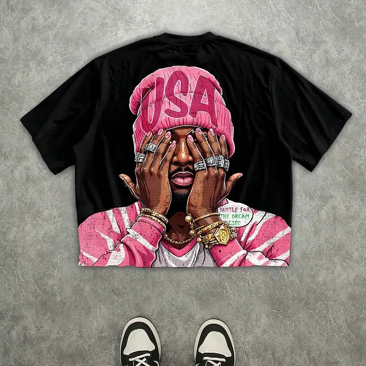 Graphic T-shirt Men Women Vintage Top Hip Hop Streetwear Oversized Tshirt Short Sleeve Casual Clothing Summer Fashion Trendy Tee