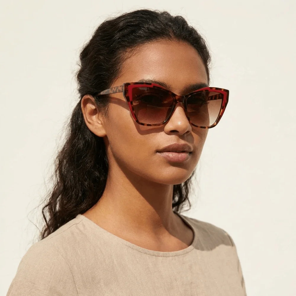 Y2k Cat Eye Sunglasses Steampunk Contrast Color UV Protection Sunglasses Square Frame Classic Fashion Sunglasses Travel