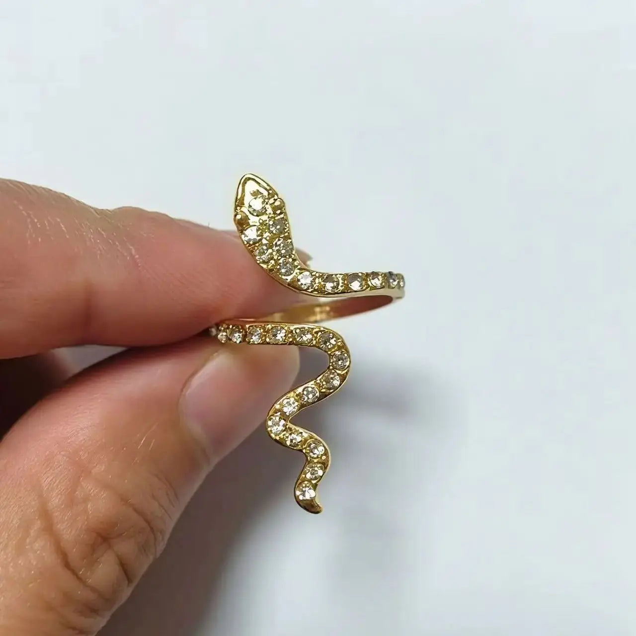 1PCS Fashion Classic Serpentine Micro Inlaid Zircon Women's Adjustable Women's Ring, Fashionable Aesthetic Design Women's Daily