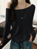 Oversize Off shoulder Long sleeve T shirt Women Solid color Casual Tops Lady Spring Autumn Basic Tees Korean style Youth Blouses