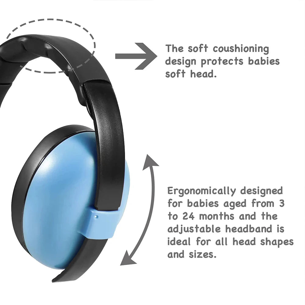 Baby Anti-noise Sleep Headphones Baby Ear Protection 2-in-1 Convertible Design Earmuffs， 0 Pressure ，Light,Adjustable
