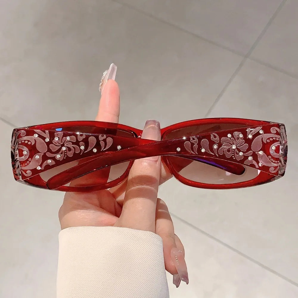 Fashion PC Rhinestones Sunglasses Y2K Korean Styles Cat Eye Sun Glasses UV400 Sport Sunglasses Shades Eyewear Daily