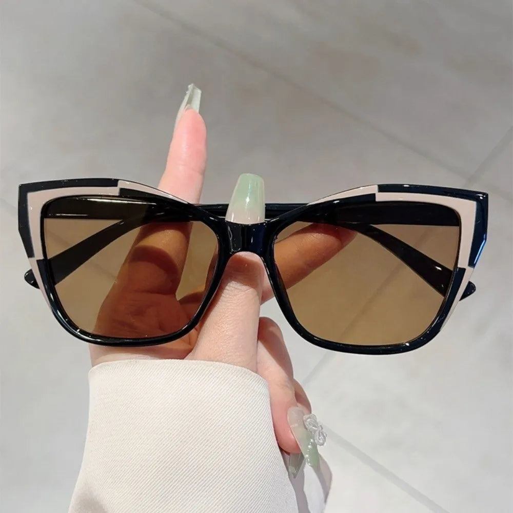 Y2k Cat Eye Sunglasses Steampunk Contrast Color UV Protection Sunglasses Square Frame Classic Fashion Sunglasses Travel
