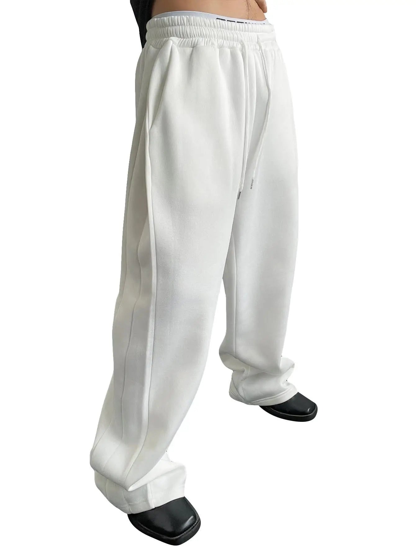 2025 men's wide leg sweatpants, European and American men's and women's sweatpants, waist drawstring straight leg loose casual s