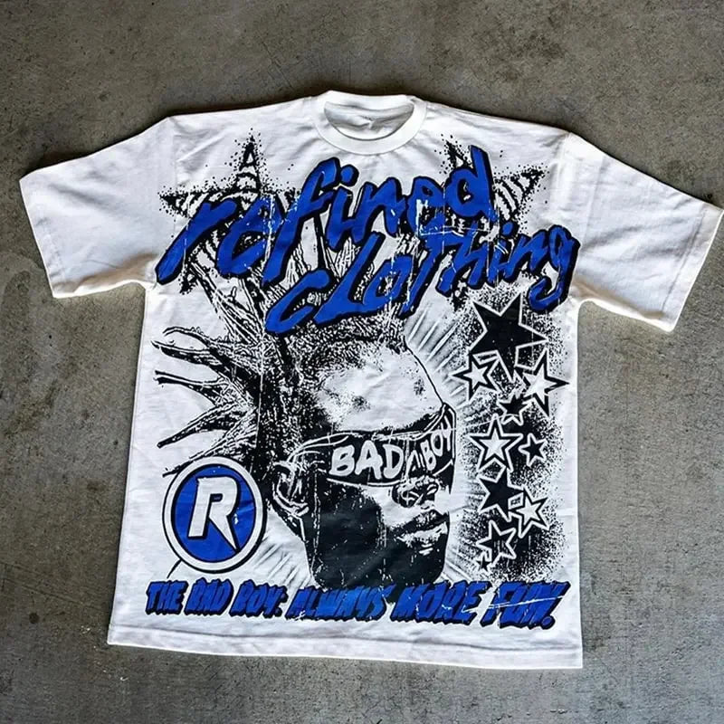 Vintage Graphic Harajuku T-shirt Casual Summer Short Sleeve Men Women Y2K Hip Hop Tshirt Oversized Cotton Tee Tops Streetwear