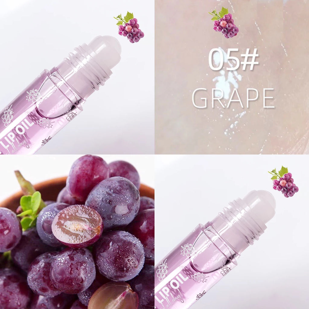 Hydrating Fruit-Infused Lip Gloss - Transparent, Moisturizing Roll-On Balm for Long-Lasting Shine & Natural Look