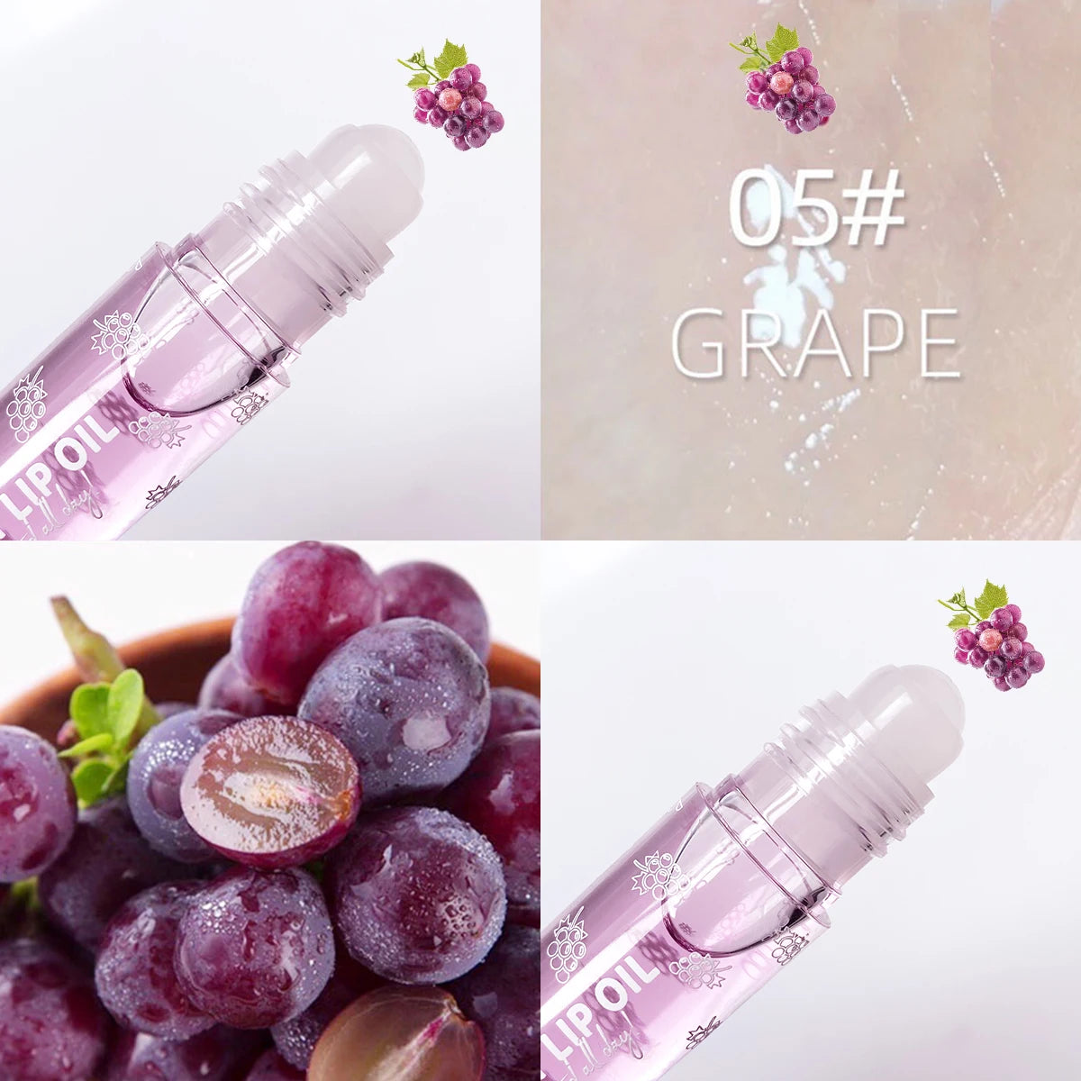 Hydrating Fruit-Infused Lip Gloss - Transparent, Moisturizing Roll-On Balm for Long-Lasting Shine & Natural Look
